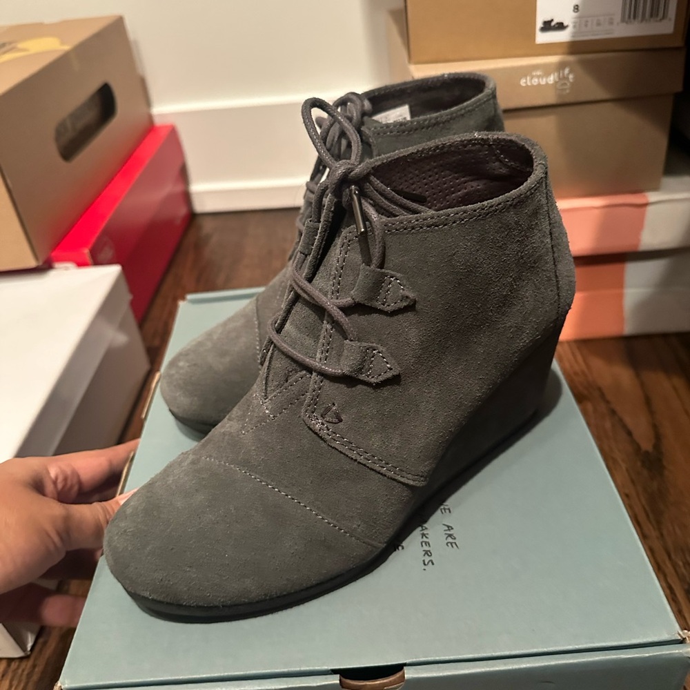 TOMS Kala Grey Suede Ankle Boots